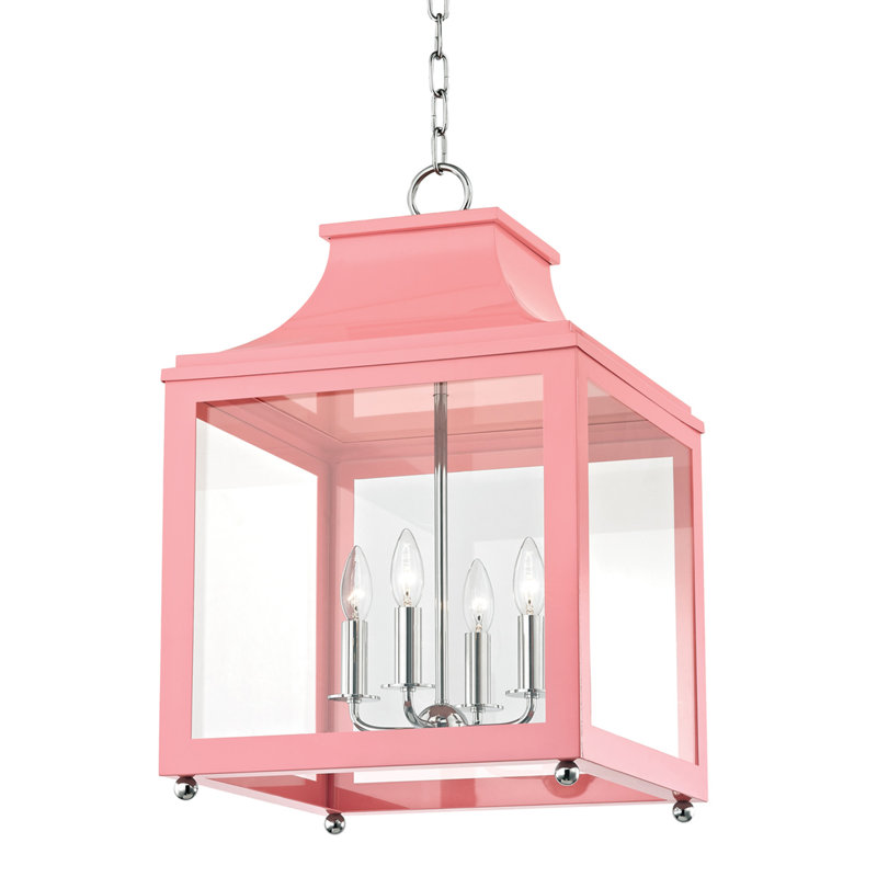 Leigh 4 Light Pendant, 24.88" H x 16" W x 16" D, Navy, Polished Nickel