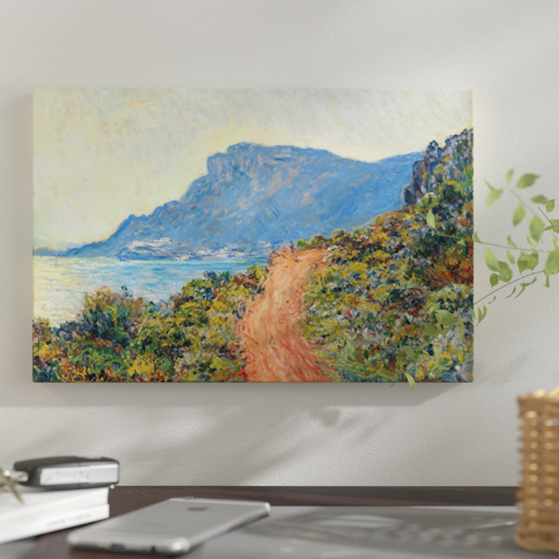 «La Corniche Near Monaco, 1884» par Claude Monet, reproduction sur toile tendue, H 18 po x l 26 po x P 1,5 po, Pas de tapis