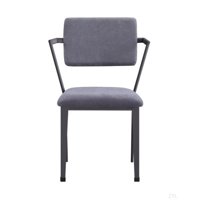 Gray Fabric & Gunmetal Finish Dining Chair ( Set Of 2)