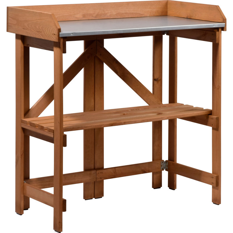 Tipton Pine Wood Potting Bench, Brown