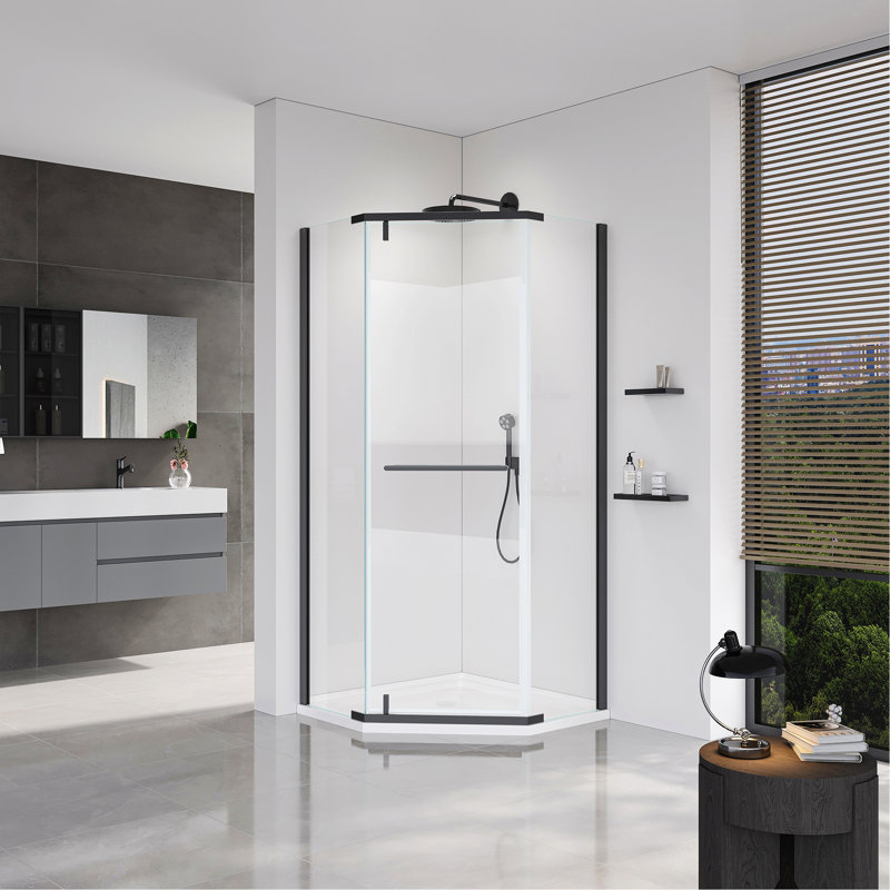 Porte de douche pivotante, porte en verre trempé pour la salle de bain, Chrome