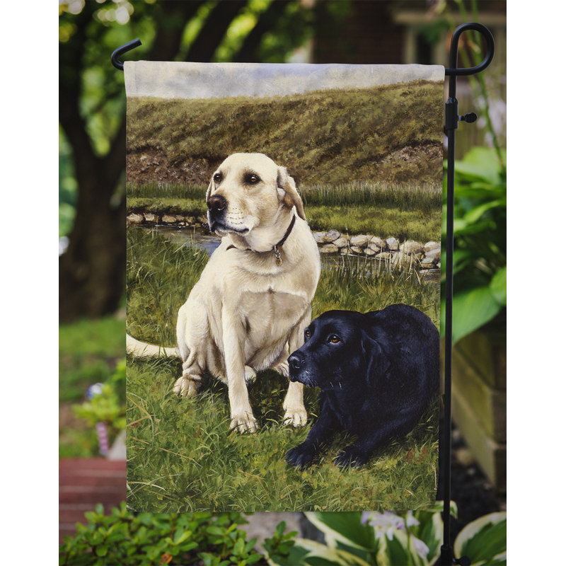 Drapeau de jardin 2 côtés jaune et noir labradors, H 15 po x l 11 po