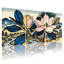 Ensemble de 3 tableaux muraux sur toile tendue représentant un paysage floral de magnolia-739973275