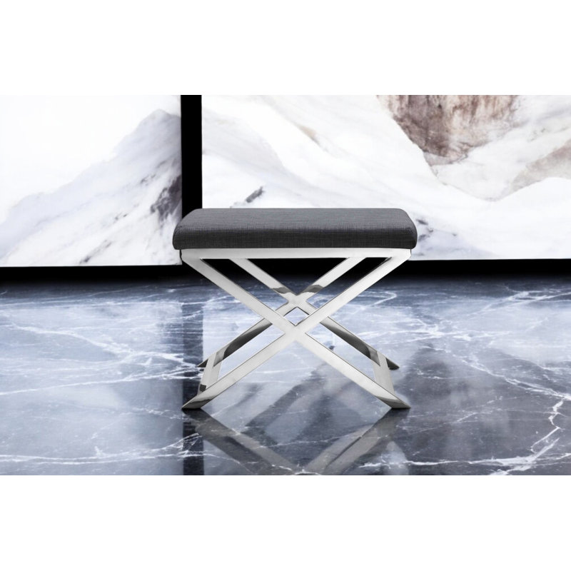 Tabouret d'appoint Axel, Argent, Charbon de bois