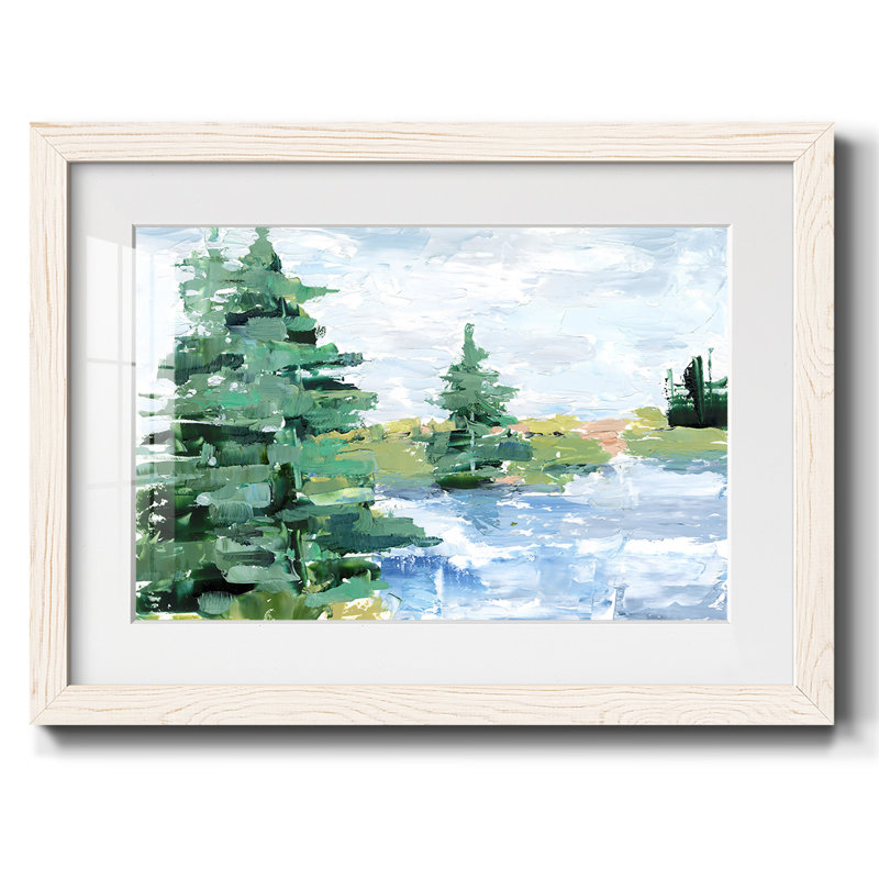Evergreen Lake I, reproduction d'art encadrée, Blanc, H 26 po x l 38 po