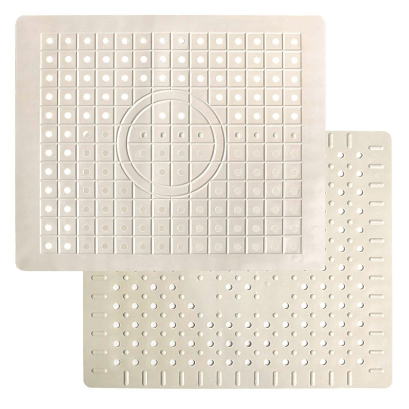 2 Pack Kitchen Sink Mat Drain Pad Protector 10" x 12" Non-Slip Rubber Durable (Beige)