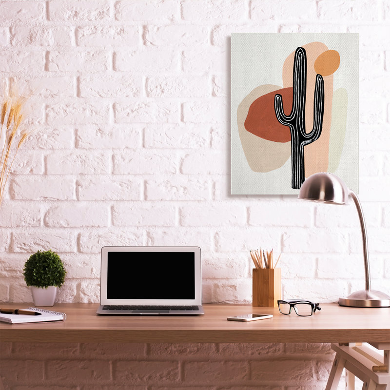 «Western Terracotta Abstract Desert Cactus Plant XXL», art mural sur toile tendue par Patricia Pinto, Toile tendue