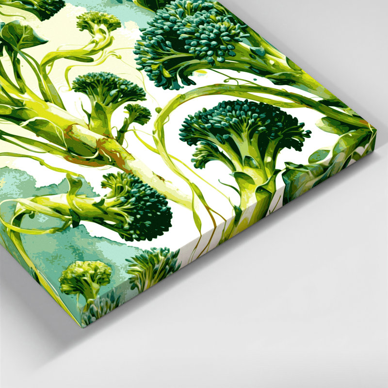 Art mural sur toile vert, légumes et broccoli, H 8 po x l 10 po