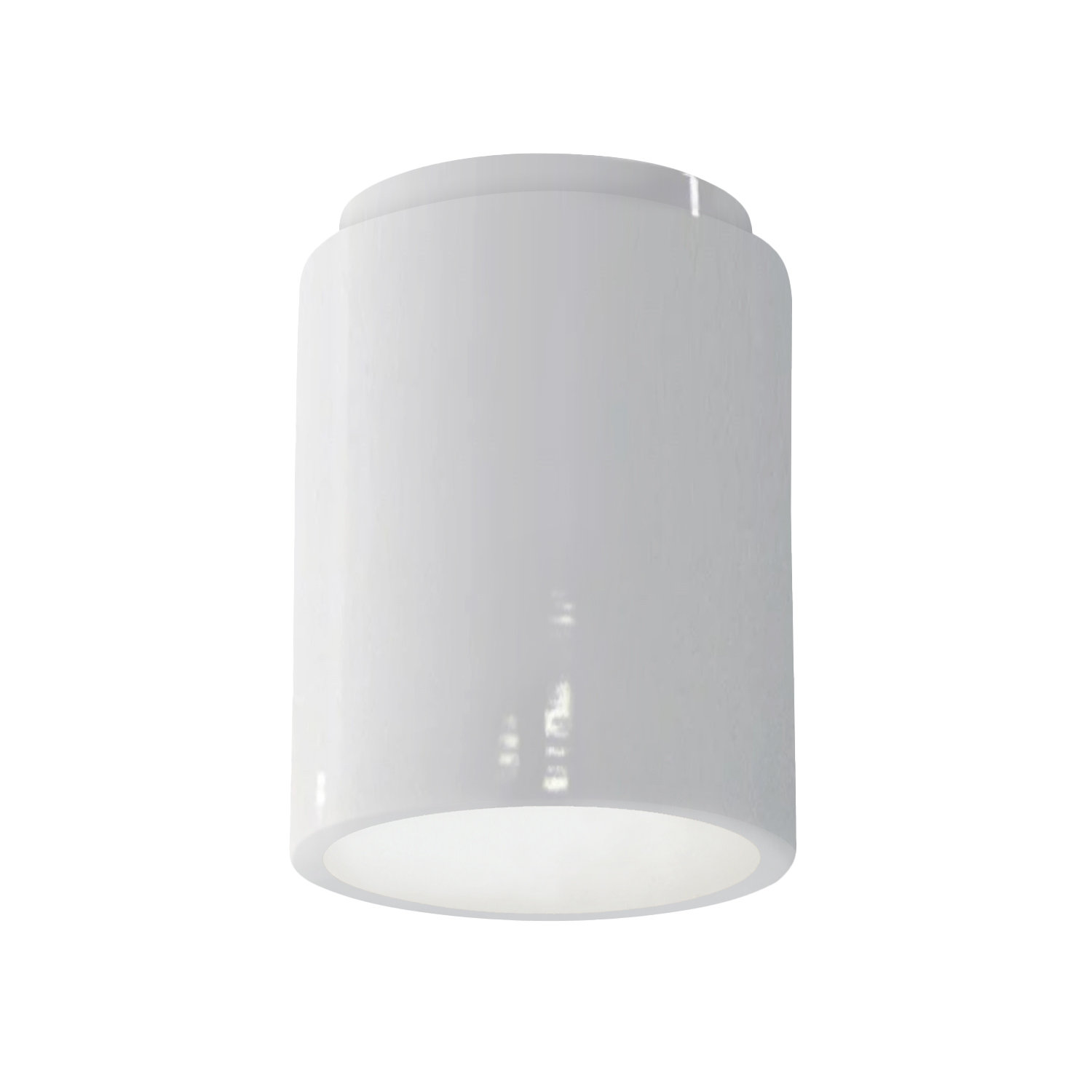 Sumatra Single Light Ceramic Flush Mount, Gloss White, LED (Integrated)