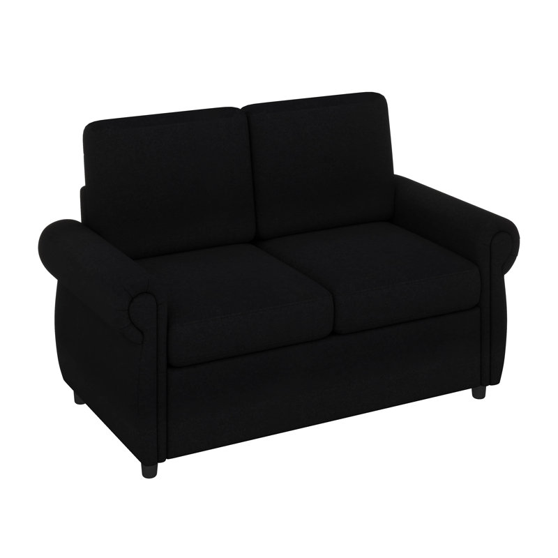 Canapé-lit avec causeuse, canapé-lit escamotable avec matelas en mousse, Noir