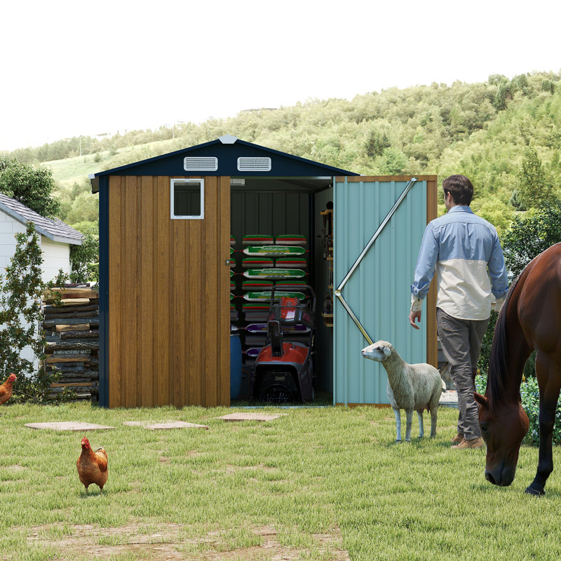 Remise de rangement extérieure avec fenêtre, portes verrouillables, remise à outils compacte en métal pour le jardin, la cour, le patio, les utilitaires et le rangement pour vélos