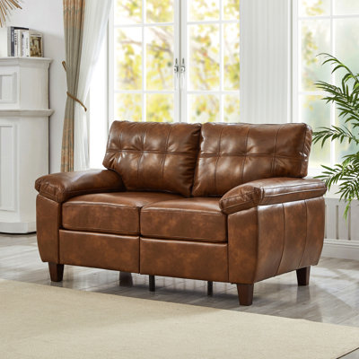 59" Loveseat Modern Design Faux Leather Couch,Living Room Sofa With Storage,Big Armrest Sofa,Upholstered Breathable Pu Leather Sofa