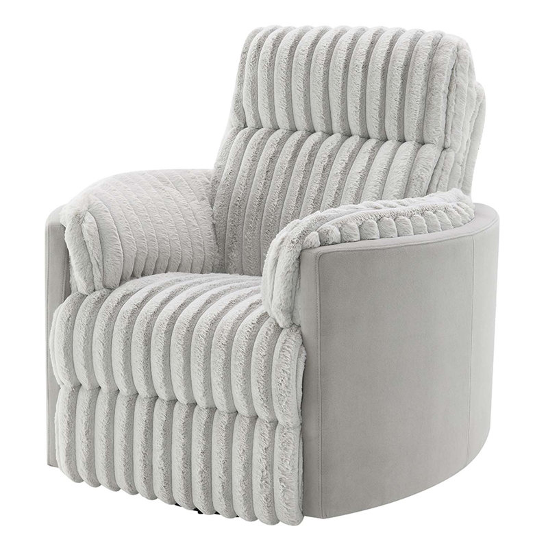 Emee Glider Recliner w/Swivel, Gray Corduroy, Gray Corduroy