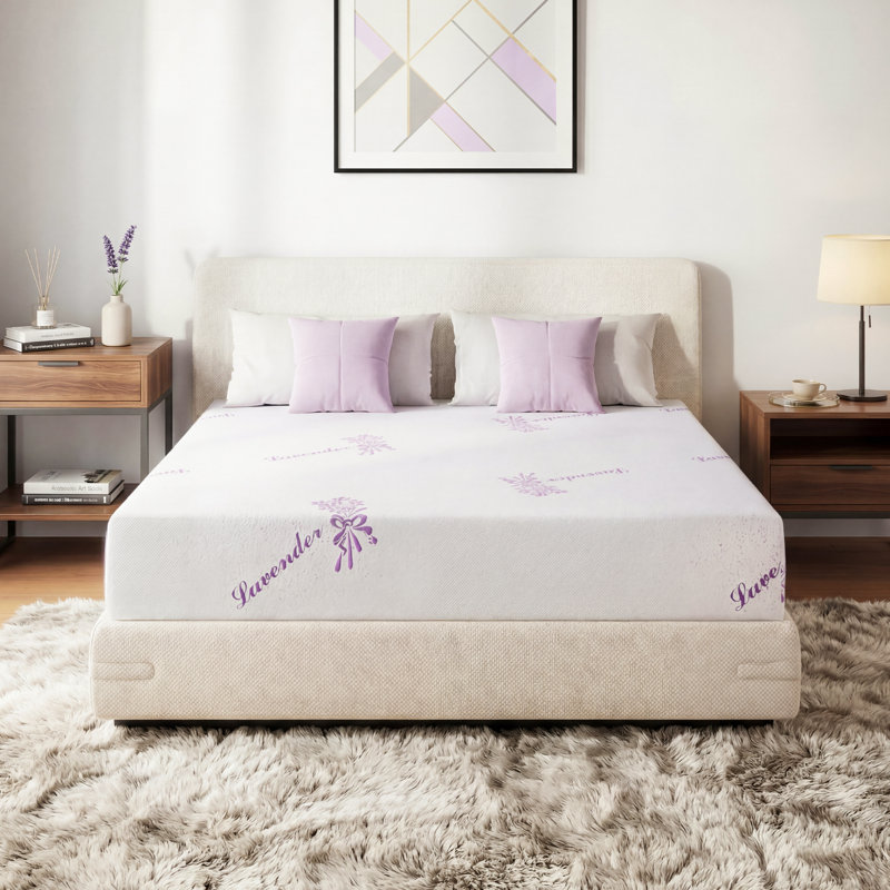  EGOHOME 10" Lavender Medium Memory Foam Mattress, King, 10"