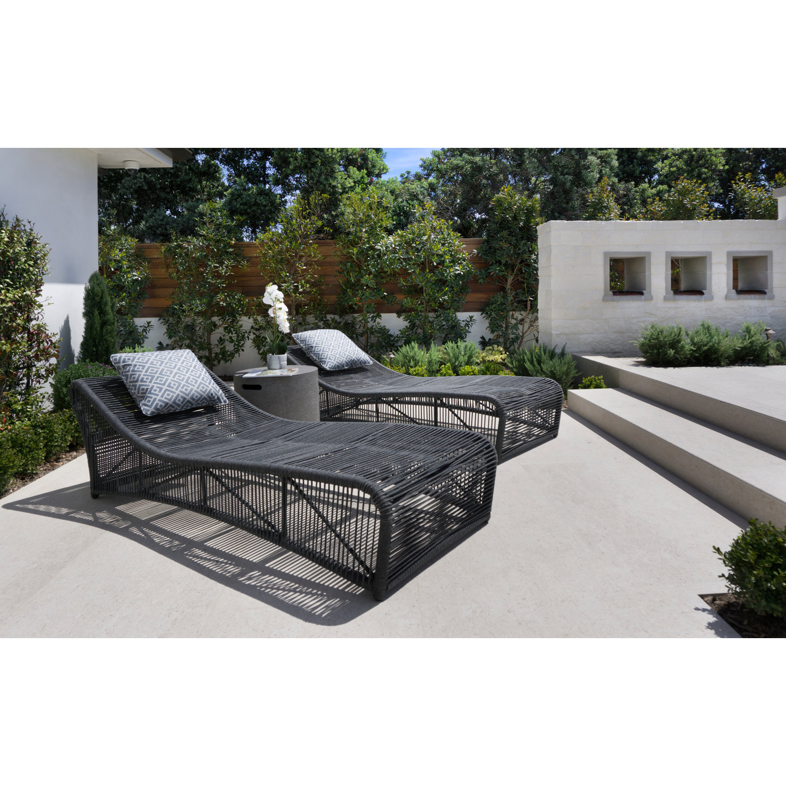 Renfri 77" Patio Chaise Lounge, Black