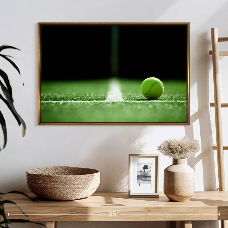 Ligne de tennis, Cadre flottant doré, 25 po x 17 po