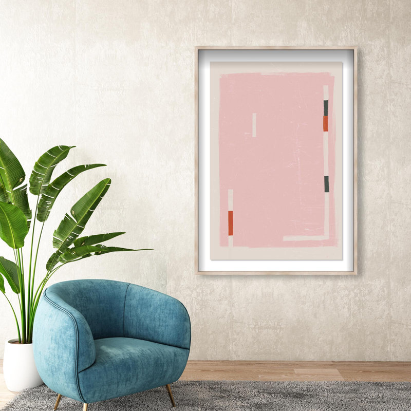 Oliver Gal Tokio Blush Abstract - Luxury Shadowbox Framed Wall Art, 56" H x 38" W, Cream