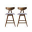 (De 2) tabourets de comptoir de style Mid-Century - Assise rembourrée gris foncé en bois d'hévéa robuste de 2 po