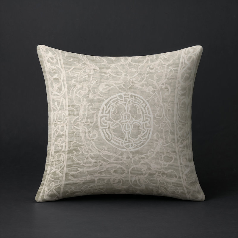 Coussin décoratif intérieur / extérieur gris Modern Modern, Carré 16 po, Beige géométrique 4