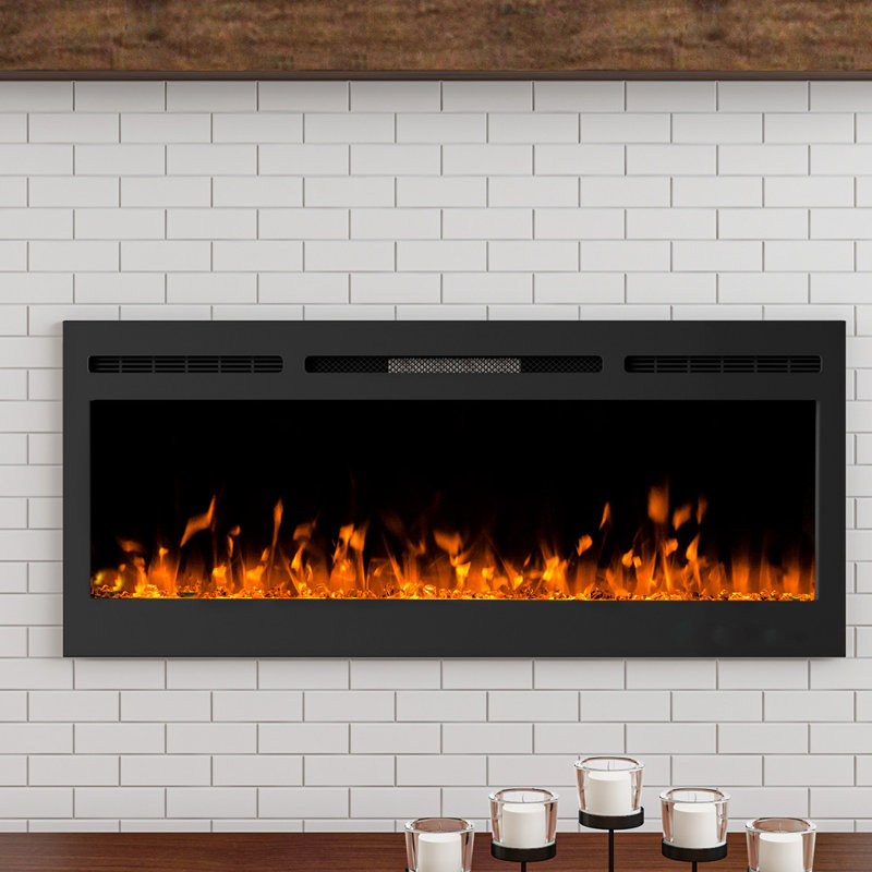 Shelburne Wall Mounted Electric Fireplace - Recessed Fireplace with Front Vent, 21.5" H x 50" W x 5.5" D