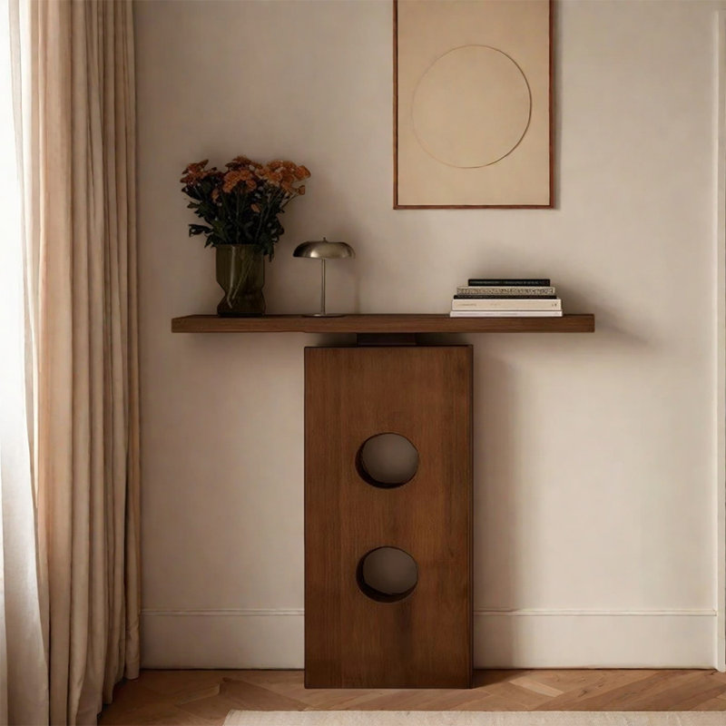 Table d'entrée en pin massif Wabi-Sabi, Médiéval, H 33,5 po x l 47,2 po x P 9,8 po