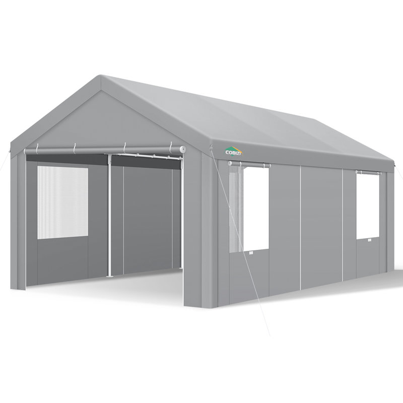 10'x20' Carport Heavy Duty Galvanized Car Canopy Tents with Powder-Coated Steel Frame, Gray