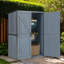 Armoire de rangement extérieure en métal et bois à deux portes - Remise de jardin à 3 compartiments