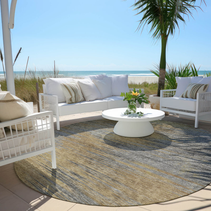  Malchow Non-Slip Indoor Outdoor Door Mat, Round 8'