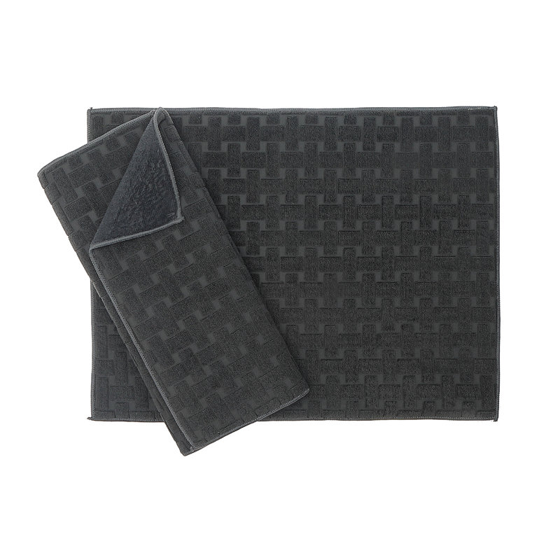 2 Pk Basketweave Microfibre Dish Drying Mat, Grey
