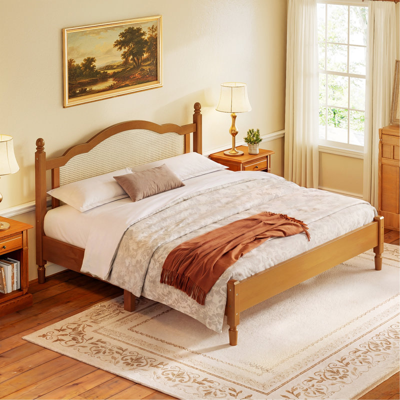 Lit plateforme en bois avec tête de lit, cadre de lit avec sommier à lattes en bois, cadre de lit pour chambre à coucher