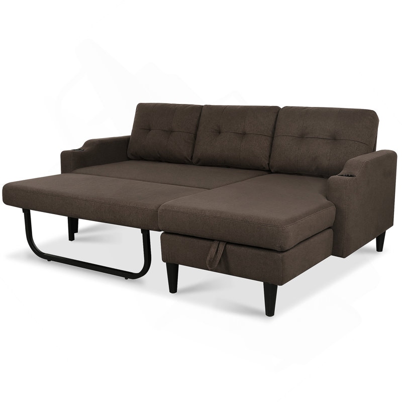 Canapé moderne avec rangement intégré et conception convertible pour un confort peu encombrant et une utilisation multifonctionnelle.