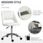 Fauteuil de bureau à dossier moyen en velours blanc crème, hauteur réglable de 18 po à 22,75 po, sans accoudoirs pour une meilleure efficacité, confort de dossier moyen blanc crème