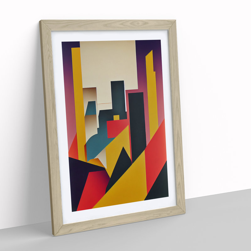 The Abstract Architecture No.5 Skyscraper - Wall Art, 48cm H x 36cm W, Oak Framed Paper, White
