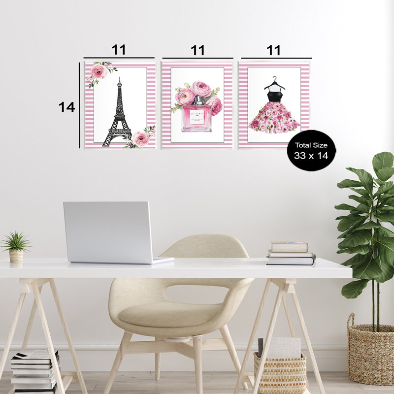 Plaque murale Parisian Glam avec rayures, design par Christine Simpson Art