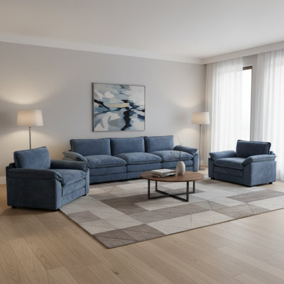 Ensemble de salon en chenille Alberty Blue