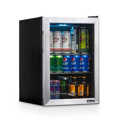 Newair 90 Can Freestanding Beverage Fridge in Stainless Steel, Compact with Adjustable Shelves -  AB-850