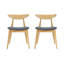 Ensemble de 2 chaises rétro en bois d'hévéa avec dossier ergonomique et coussins moelleux