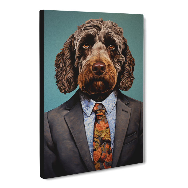 Labradoodle in a Suit Painting No.3 - Wrapped Canvas, 76cm H x 50cm W x 3cm D
