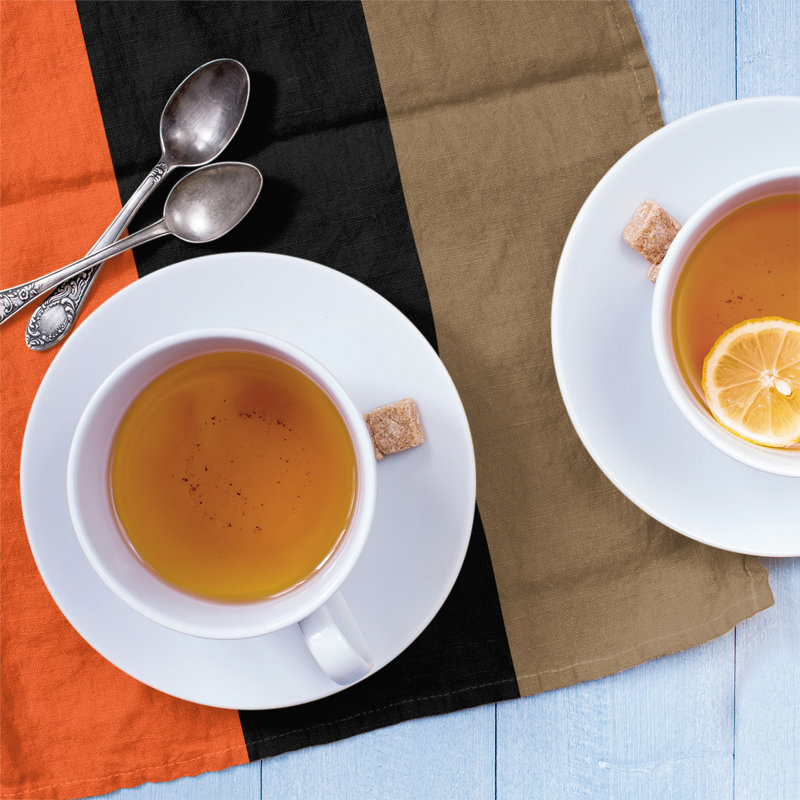 Stripe Tea Towel Kitchen Towel, Cotton Twill, Orange/Black/Gold Baseball