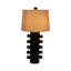 Lampe de table moderne en grès noir et céramique de 31 po de hauteur avec base cylindrique texturée et abat-jour en tissu - idéale pour la chambre à coucher, le salon, le bureau et la maison