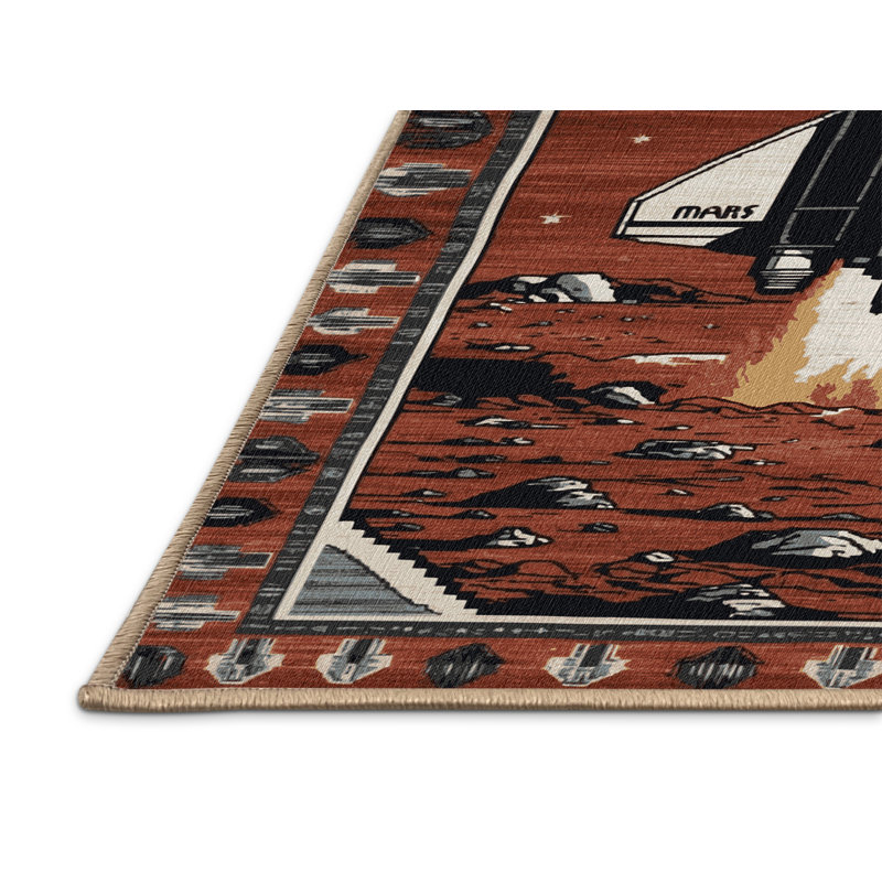 Tapis brun lavable à la machine, Rond 5 pi