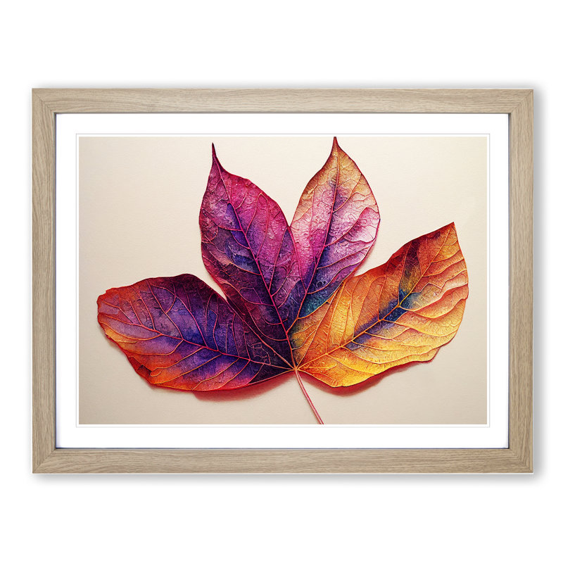 Watercolour Plant Leaf Vol.1 - Framed Print, 46cm H x 64cm W x 2cm D, Oak