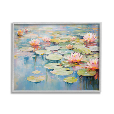 Modern Lily Pad Painting Framed Giclee Art by Gina Kelly