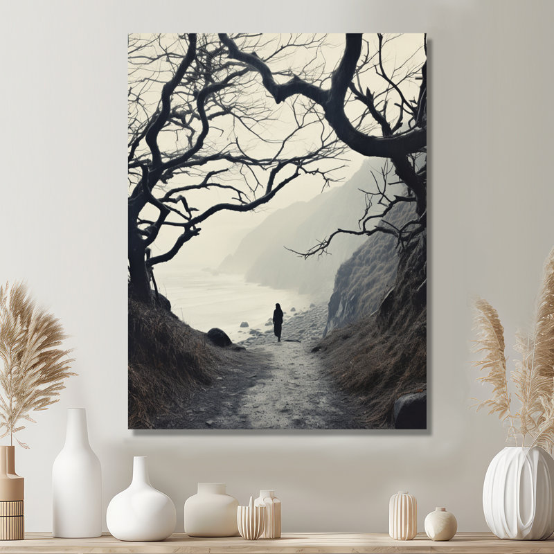 «Country Road Desolate Winter Landscape - Countryside», reproduction d'art mural, Toile tendue, H 20 po x l 12 po x P 1 po