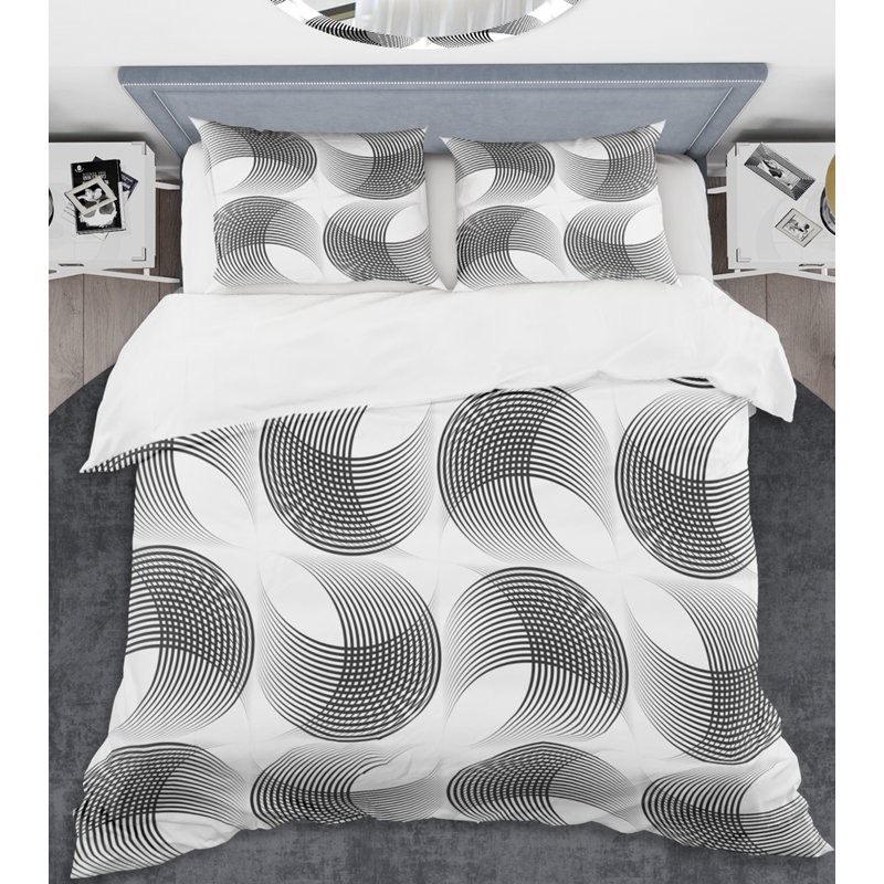 Ensemble de housse de couette monochrome Mid-Century, Housse simple + 1 taie décorative