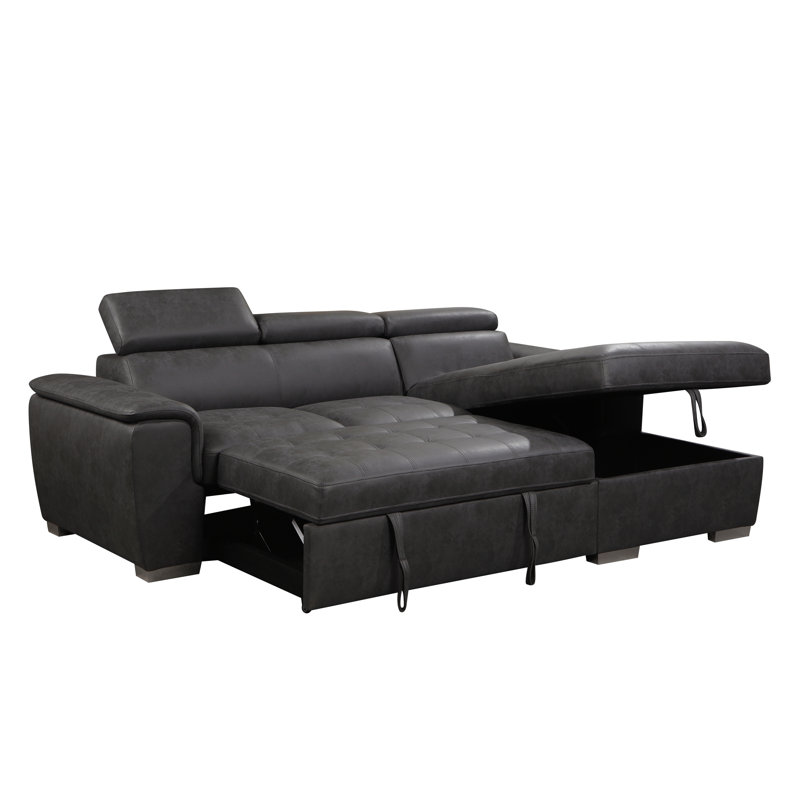 Canapé-lit et chaise longue de 96,5 po, 100% polyester gris anthracite