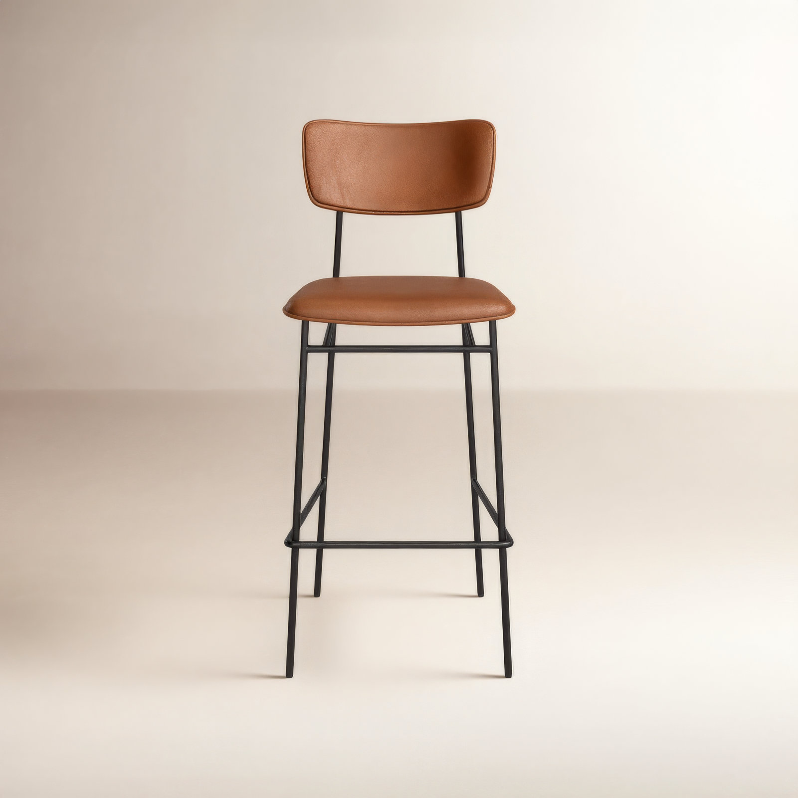 Turin Leather Bar and Counter Stool, Bar Stool (30” Seat Height), Brown Pebbled Top Grain Leather