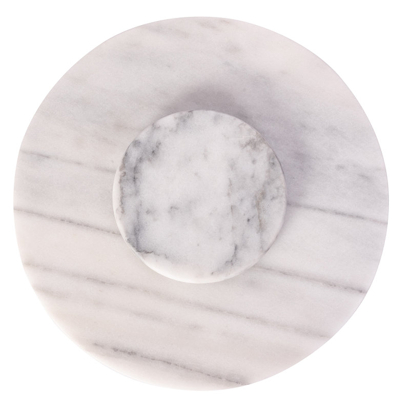 White Marble Round Lazy Susan, 12-inch