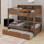 Lit superposé avec lit gigogne, lit superposé en bois avec tablettes de rangement, échelle et garde-corps-1333477293