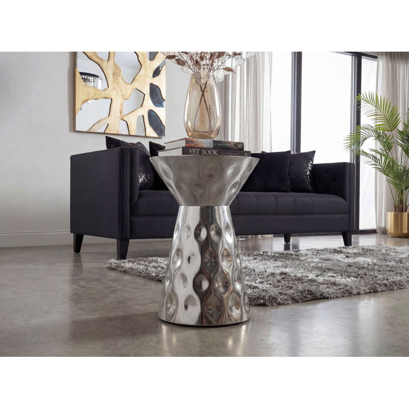 Silver Aluminium Lounge Side Table, Silver